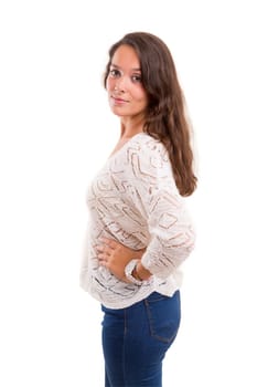 Studio shot of a beautiful young casual woman