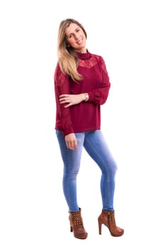 Studio shot of a beautiful young casual woman
