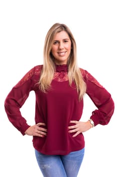 Studio shot of a beautiful young casual woman