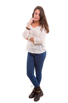Studio shot of a beautiful young casual woman