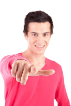 Young casual boy posing isolated