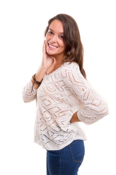 Studio shot of a beautiful young casual woman