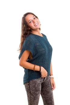Studio shot of a beautiful young casual woman