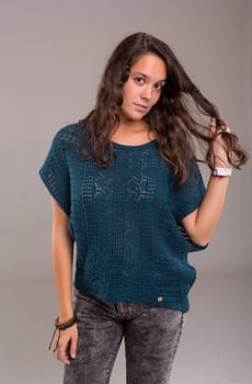 Studio shot of a beautiful young casual woman