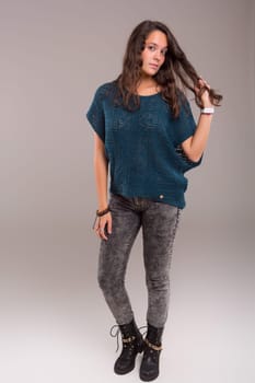 Studio shot of a beautiful young casual woman