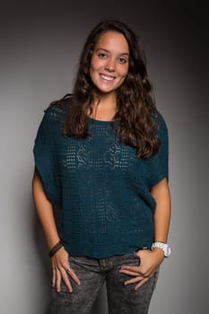 Studio shot of a beautiful young casual woman