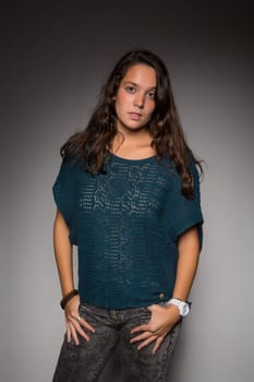 Studio shot of a beautiful young casual woman