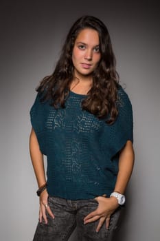 Studio shot of a beautiful young casual woman