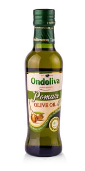 Kamchatka, Russia - December 25, 2019: Ondoliva Extra Virgin Olive Oil on white background