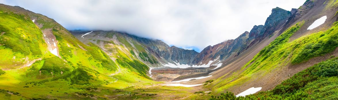 The Panorama volcanic landscape on Kamchatka Peninsula