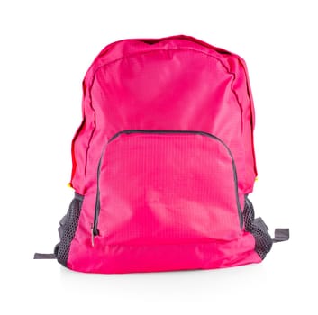 pink women's sports bag isolated on white background
