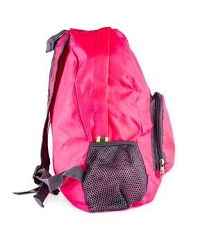 pink women's sports bag isolated on white background