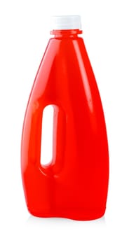 Tomato juice in plastic bottle isolated on white background