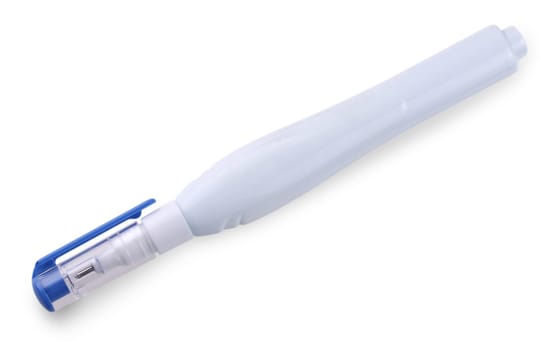 Blue pen corrector on a white background