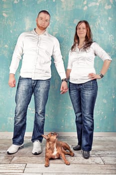 modern couple with dog