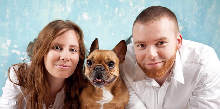 modern couple with dog