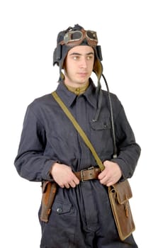 soviet tank driver on the white background