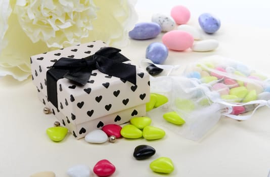 gift for Valentine's Day with some colored candy