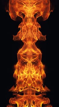 burning fire flame on black background