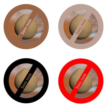 Four french stickers for nut free products in white background