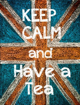 United Kingdom (British Union jack) flag, hand drawing with chalk on blackboard, vintage concept