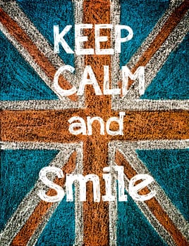 United Kingdom (British Union jack) flag, hand drawing with chalk on blackboard, vintage concept