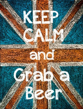 United Kingdom (British Union jack) flag, hand drawing with chalk on blackboard, vintage concept
