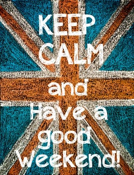 United Kingdom (British Union jack) flag, hand drawing with chalk on blackboard, vintage concept
