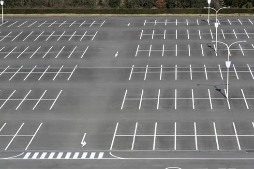 Empty car parking lot with white mark