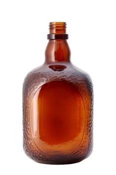 Brown glass bottle on white