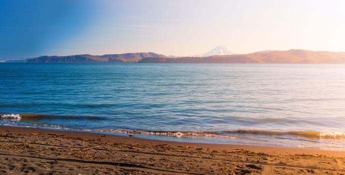 Kamchatka, Vilyuchinsky volcano on the background of Avacha Bay