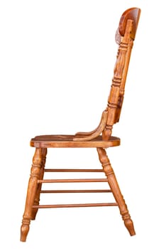The antique wooden chair view isolated on white background