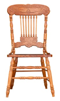 The antique wooden chair view isolated on white background