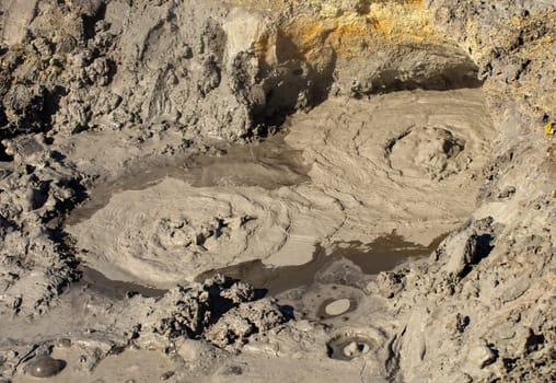 Closeup of a Mud Volcano or Mud Dome on Kamchatka