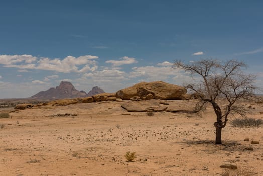 Panorama photo of the Spitzkoppe in the Erongo Mountains, Namibia