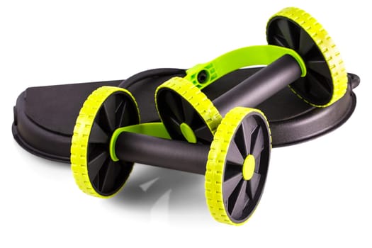 sports equipment for the press wheel on white background