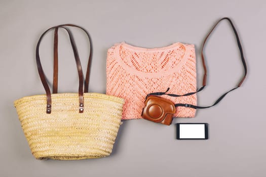 Overhead of essentials modern girl.