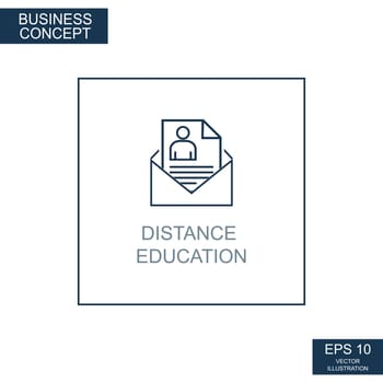 Business concept, web icon from thin lines. Distance education - Vector illustration