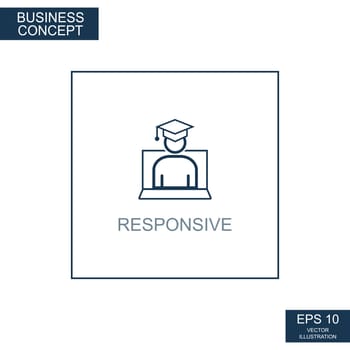 Business concept, web icon from thin lines. Responsive - Vector illustration