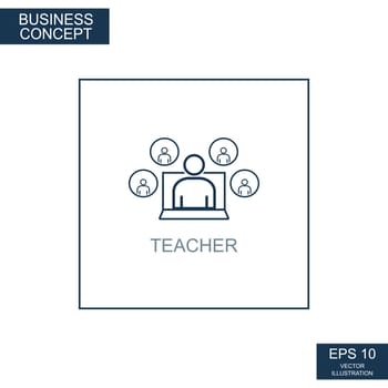 Business concept, web icon from thin lines. Teacher - Vector illustration