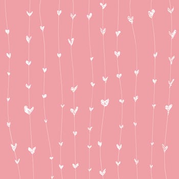 Abstract pink background with white painted hearts - Vector illustration