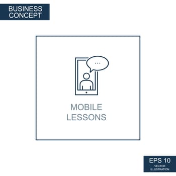 Business concept, web icon from thin lines. Mobile Lessons - Vector illustration