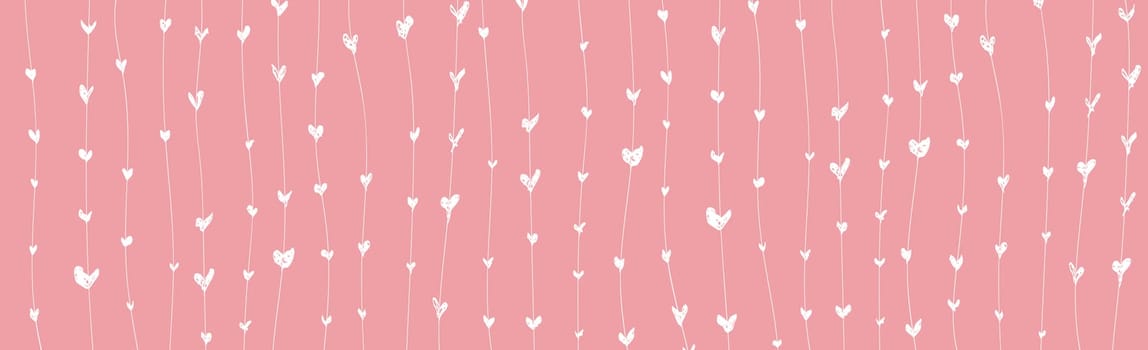 Abstract pink background with white painted hearts - Vector illustration
