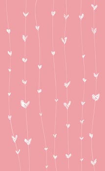 Abstract pink background with white painted hearts - Vector illustration
