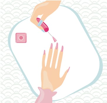 Woman is doing manicure - card