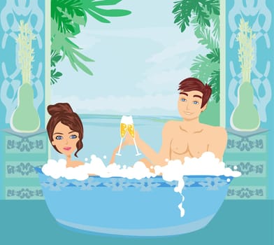 couple at an elegant tropical spa