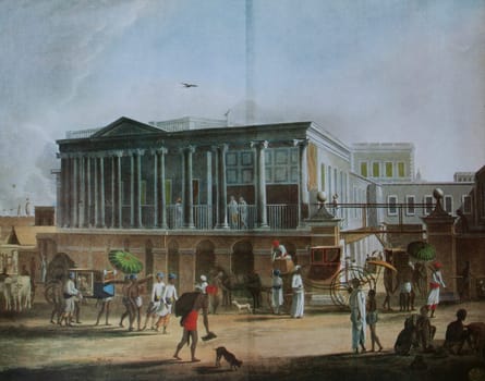 East India Company in Calcutta. Manufactury and Bazaar. Painted in 1795, Unknown artist