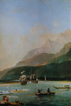 HMS Resolution and HMS Adventure in Matavai Bay, Tahiti, 1776. Painted by William Hodges