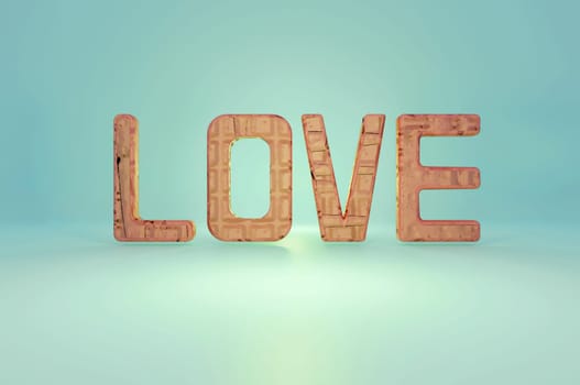 3D image , Love composition on blue background . Concept: A declaration of love on Valentine's Day.