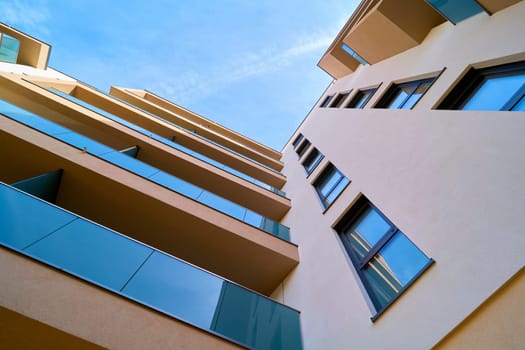 Facades of newly built residential buildings in the city center of Magdeburg in Germany